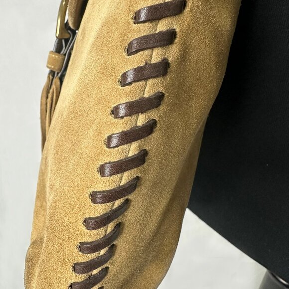 Coach Soho Suede Fringe Hobo Bag 9184 Braided Strap Grommet Tassel Boho Crossbod - Picture 8 of 11